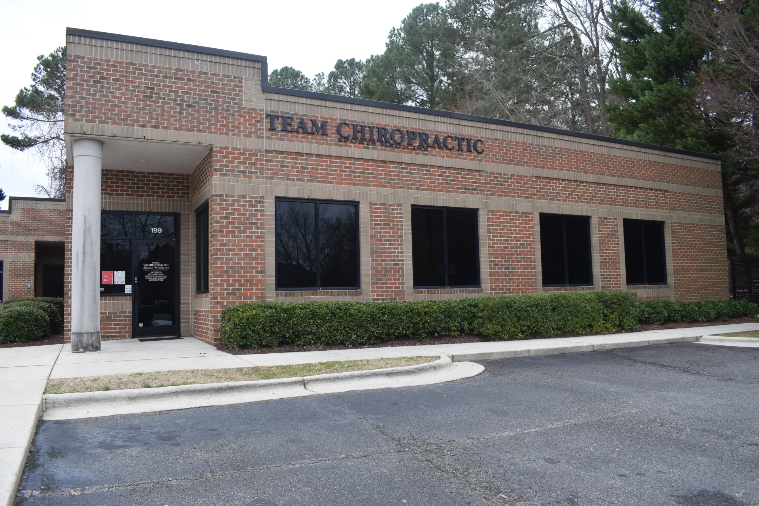 Exterior of Team Chiropractic’s West Millbrook Road office in Raleigh